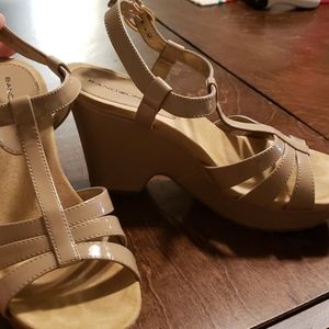 Tan Patent Leather Bandolino Platforms